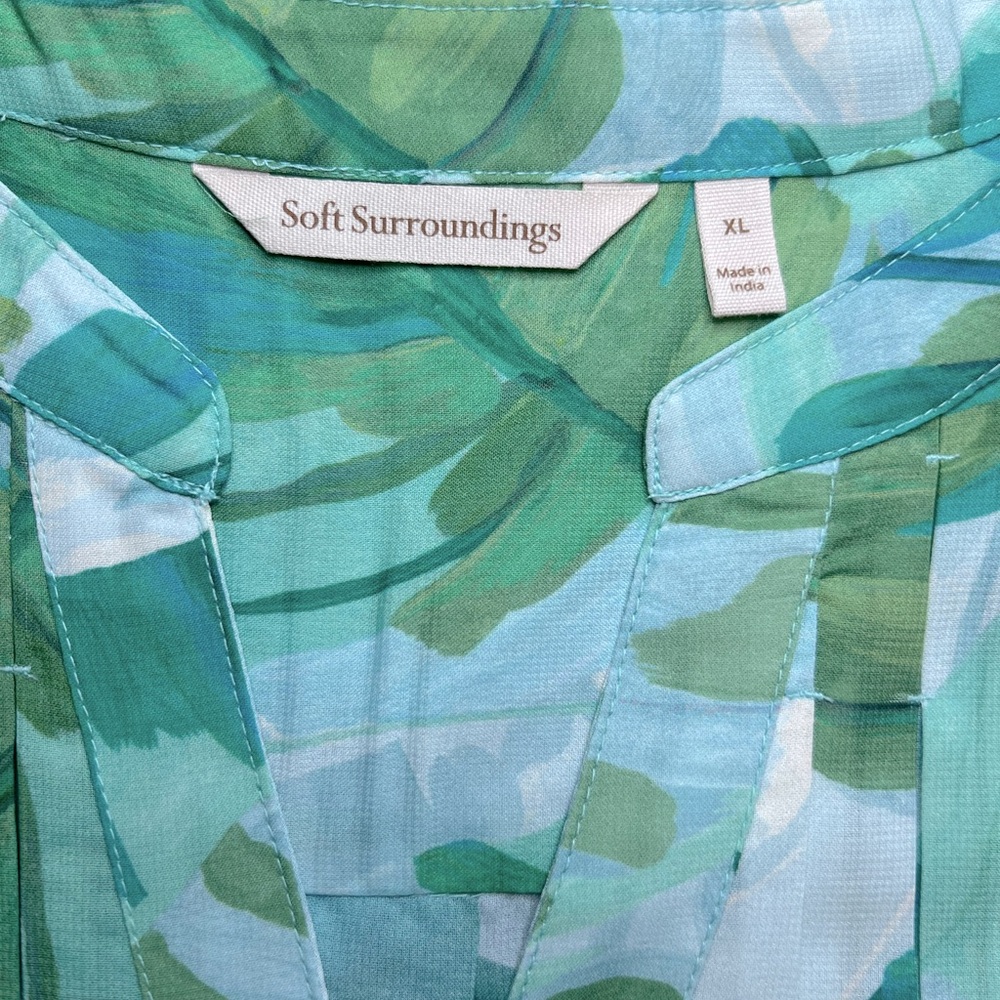 Soft Surroundings Baroque Top Green Tropical Palm Size XL - Picture 7 of 9
